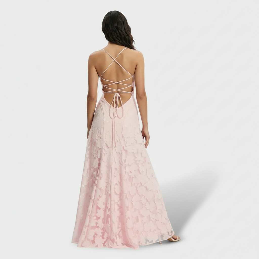 Vestido Largo Fiesta Mujer Floral Espalda Abierta