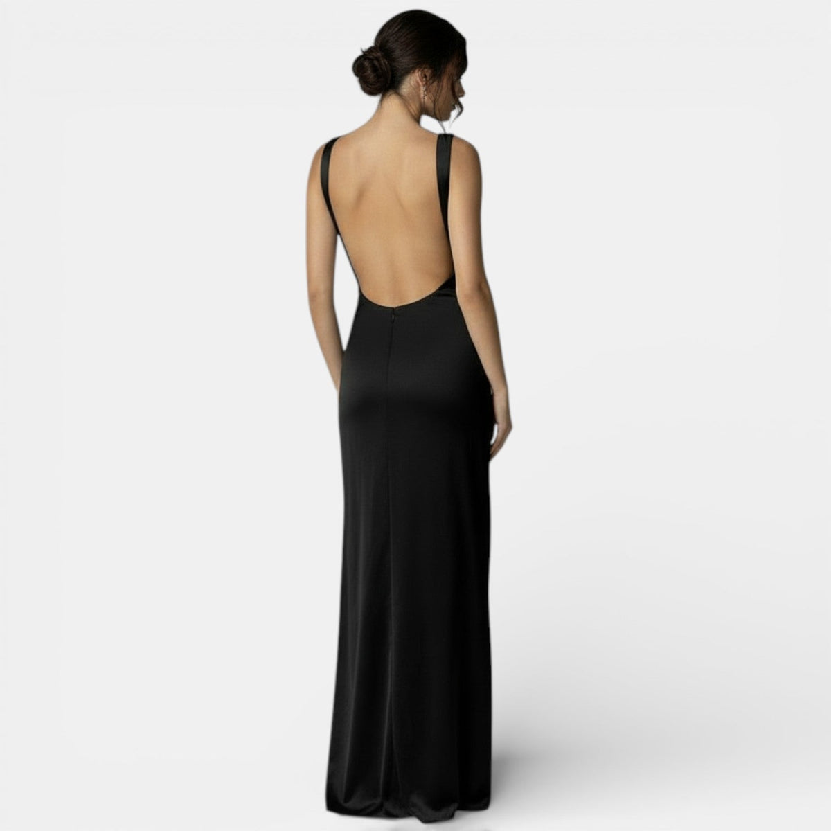Vestido Largo de Satén con Espalda y Abertura