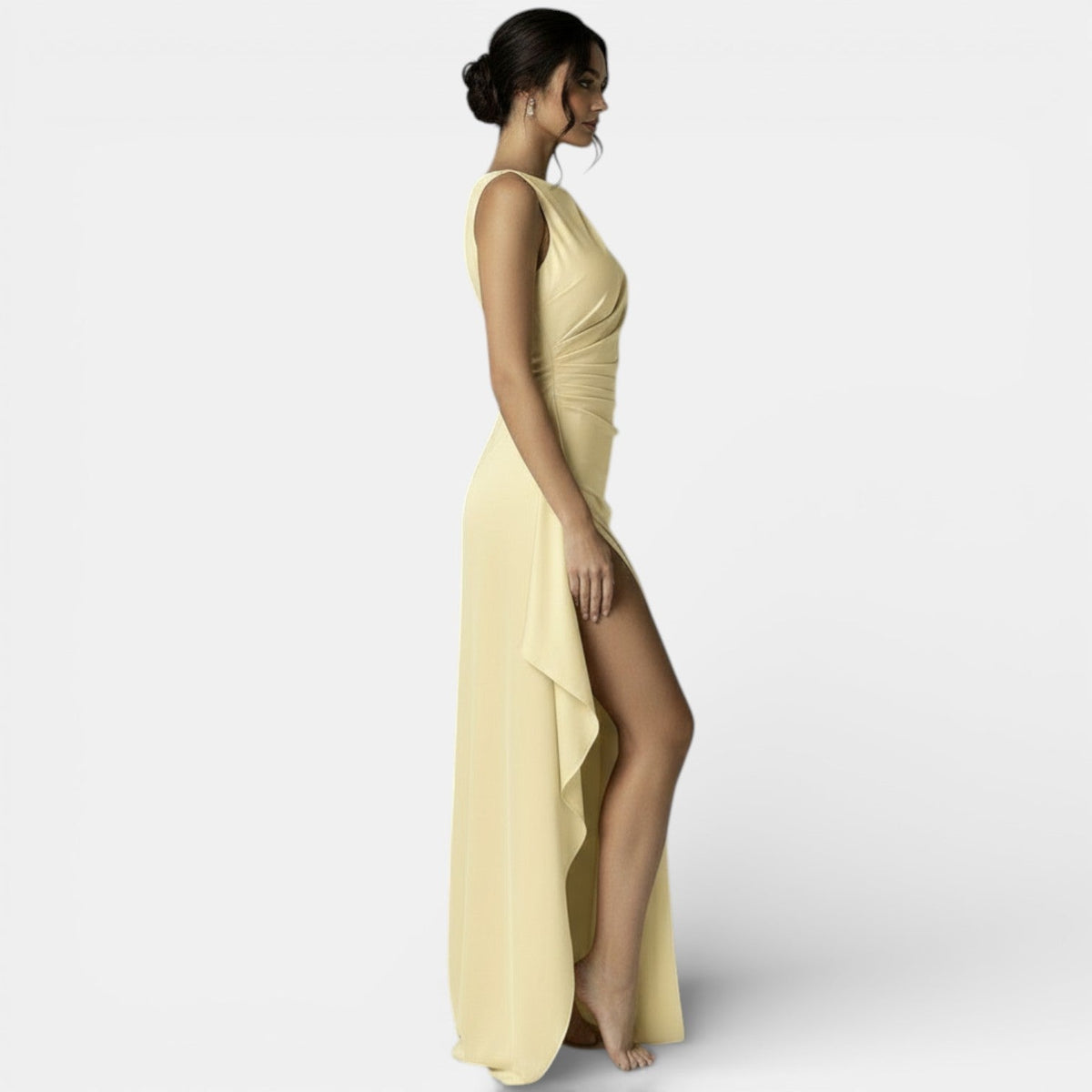 Vestido Largo de Satén con Espalda y Abertura