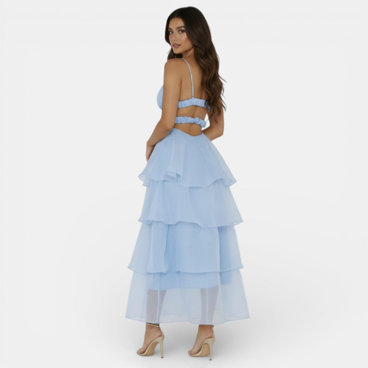 Vestido Organza Escote V Mujer