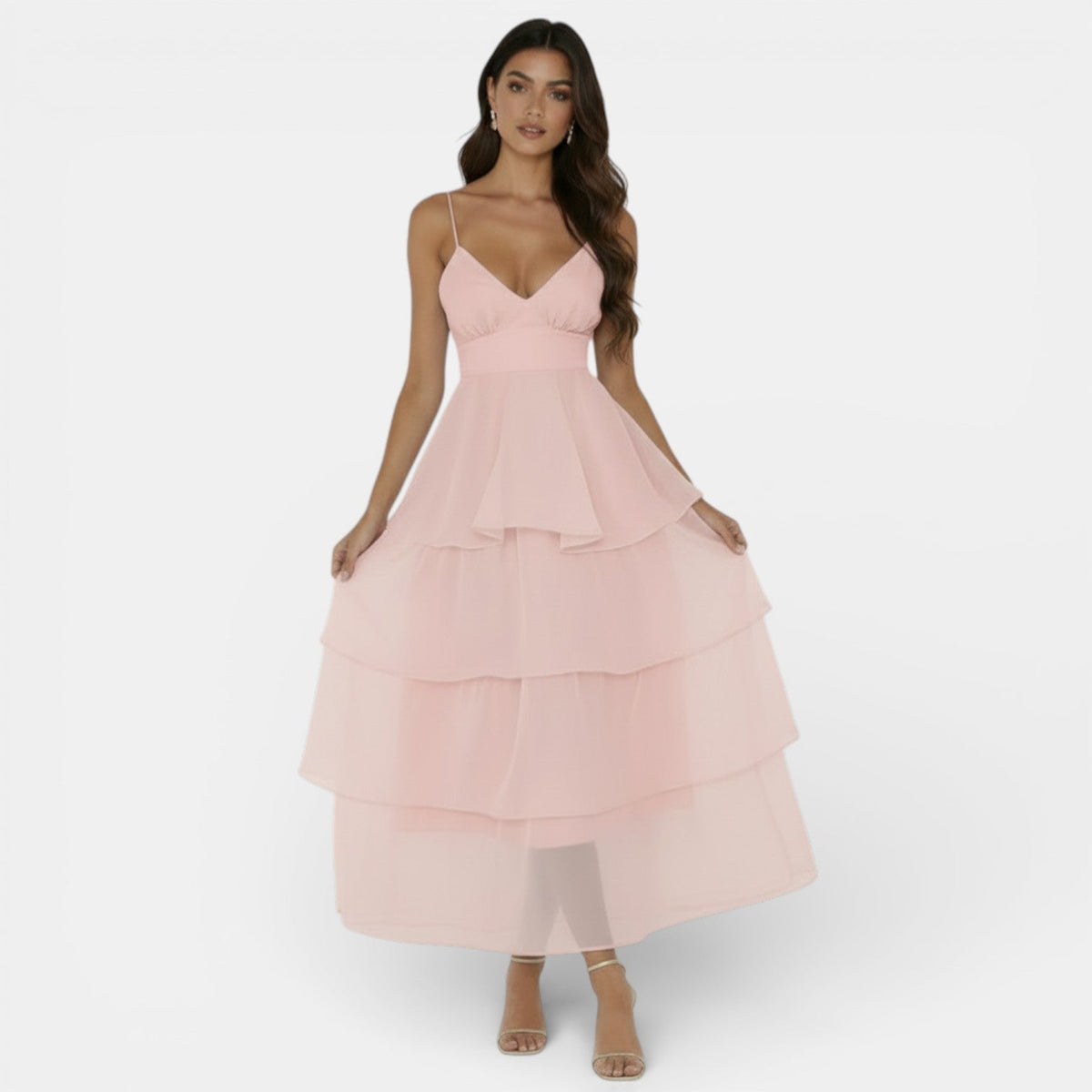 Vestido Organza Escote V Mujer