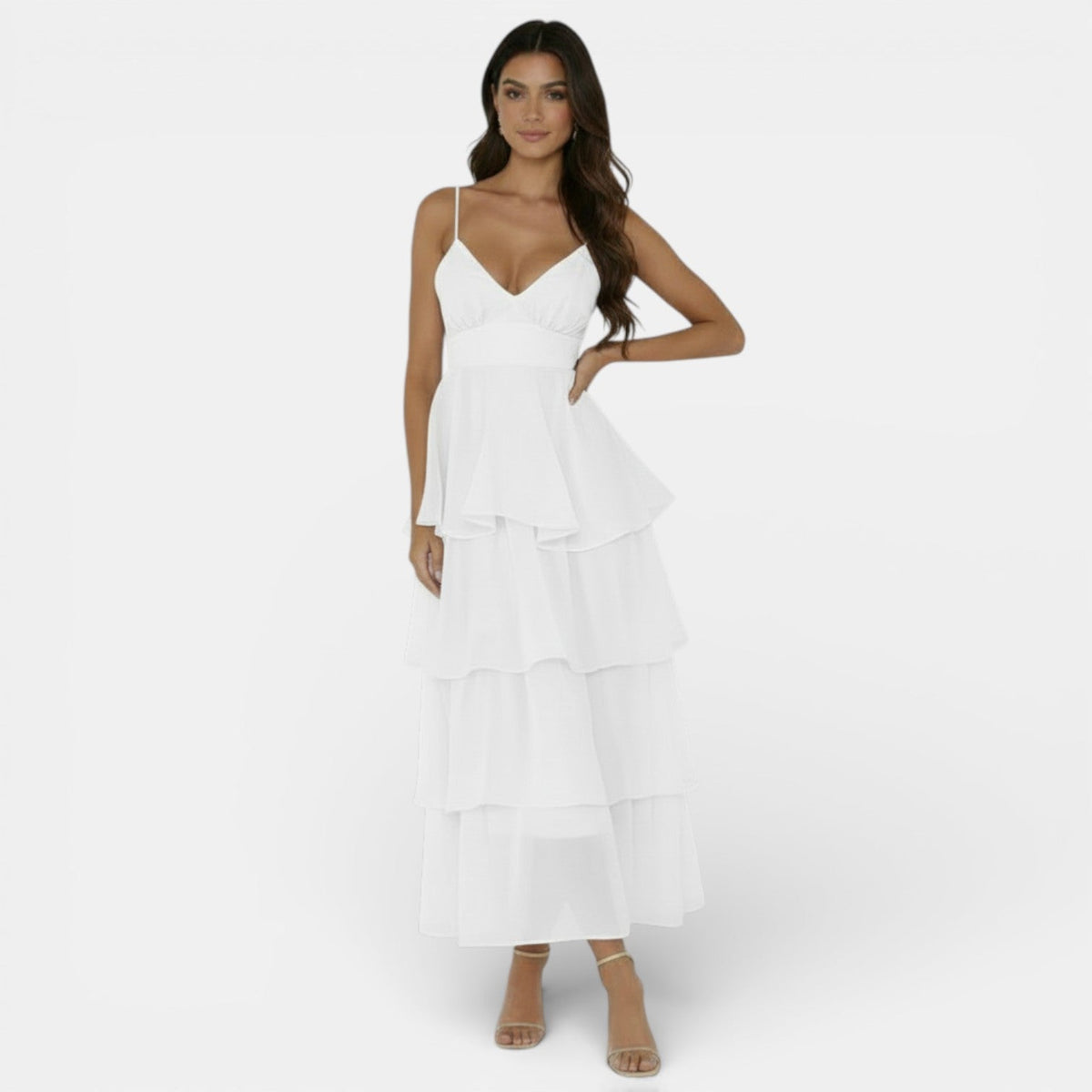 Vestido Organza Escote V Mujer