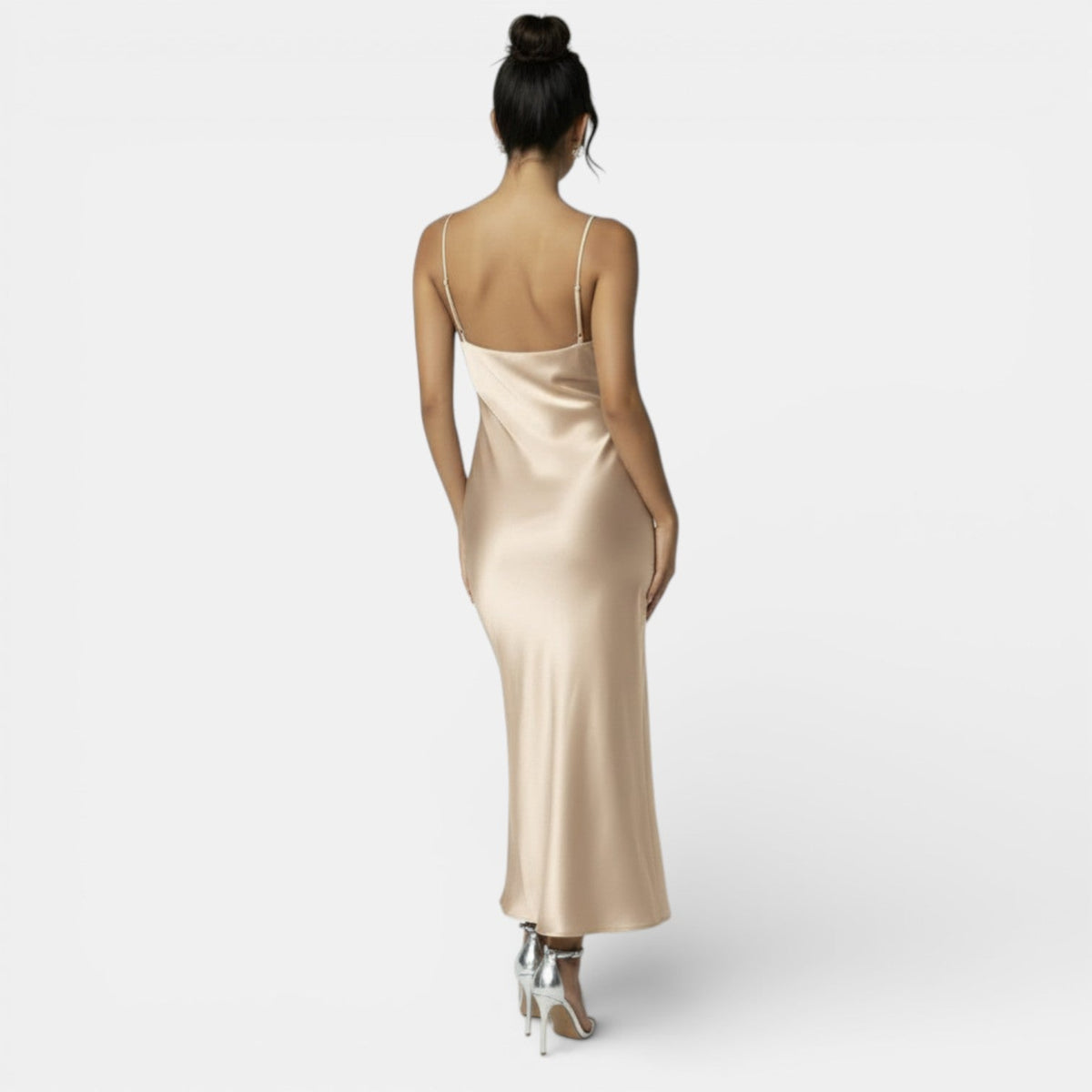 Vestido Satín Elegante Mujer