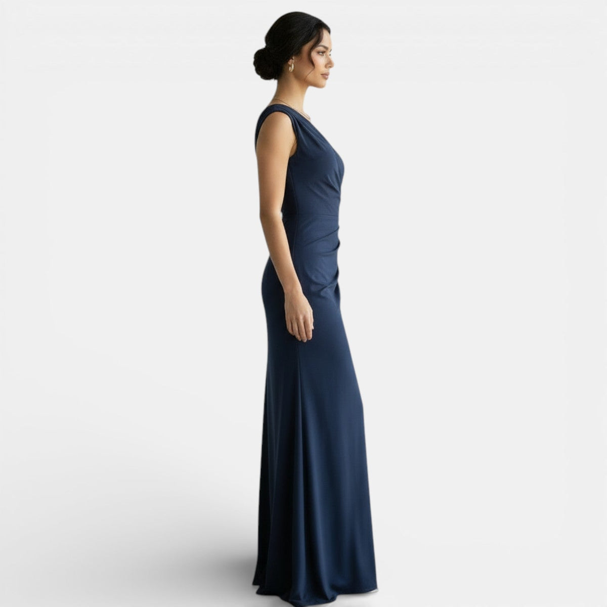Vestido de Noche Plisado de Un Hombro