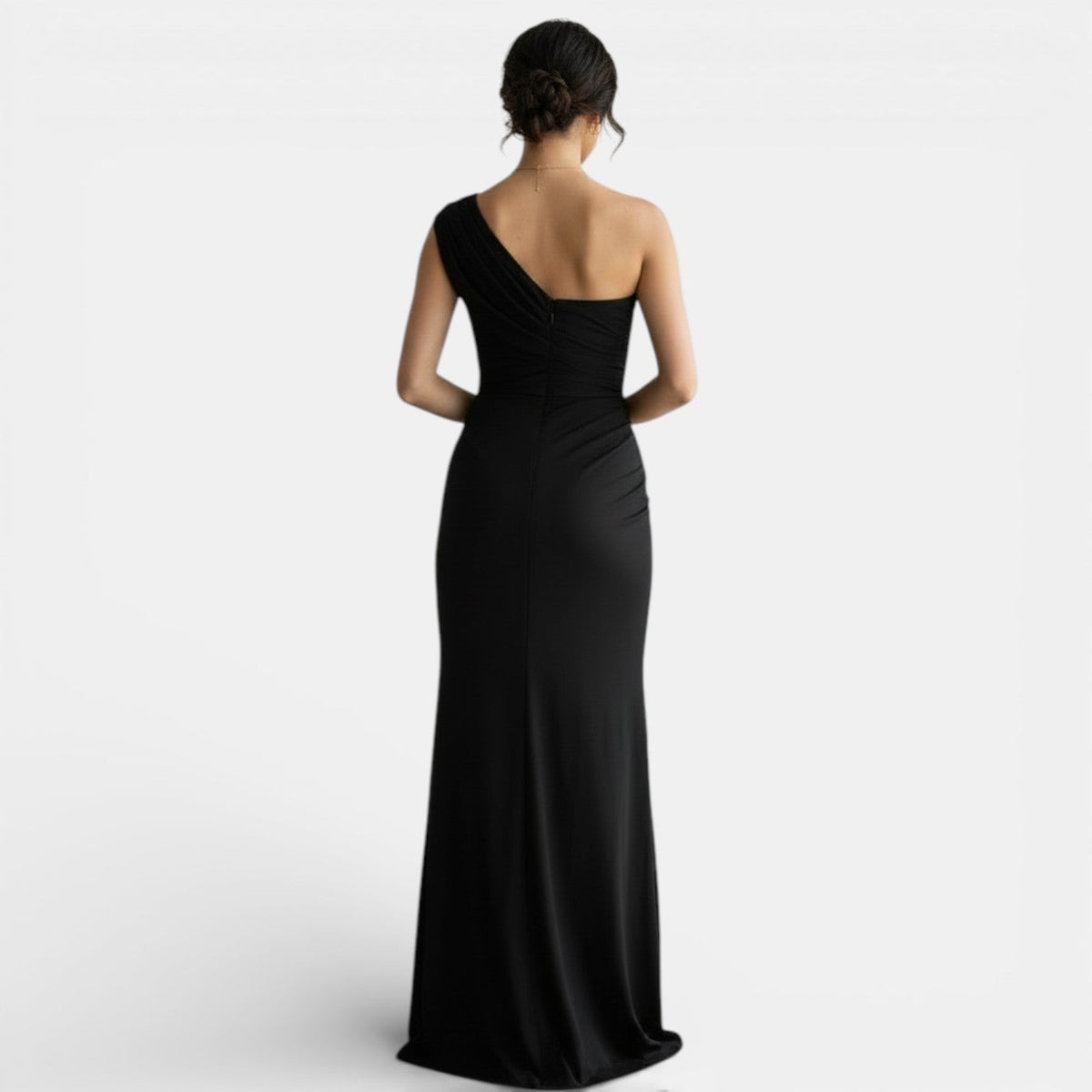 Vestido de Noche Plisado de Un Hombro