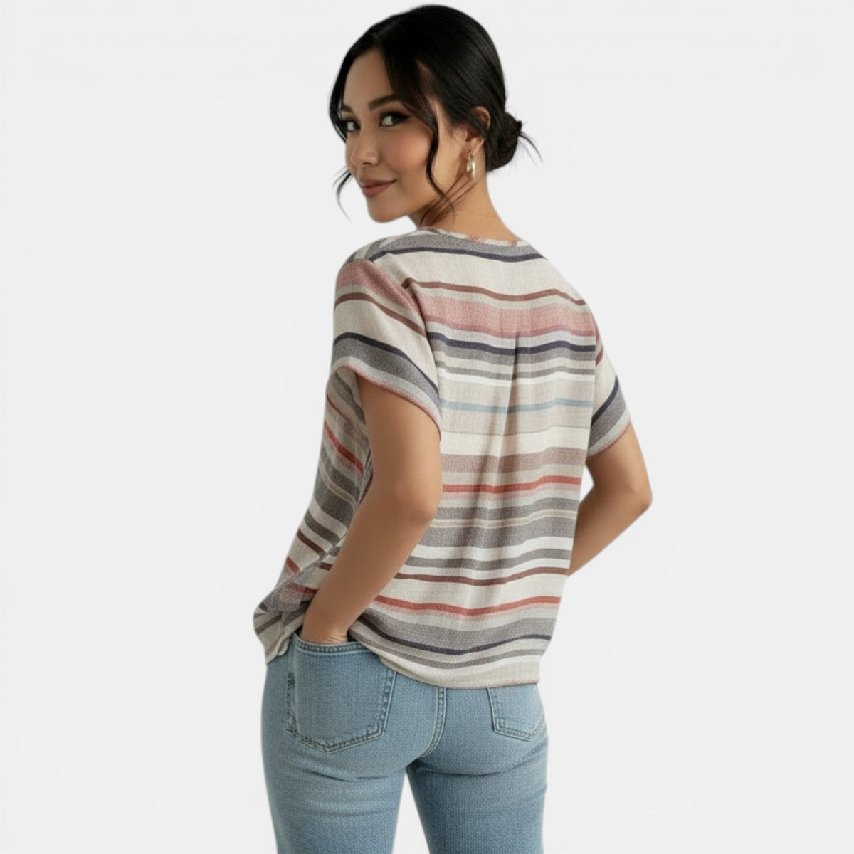 Blusa Lino Rayas Suelta Verano
