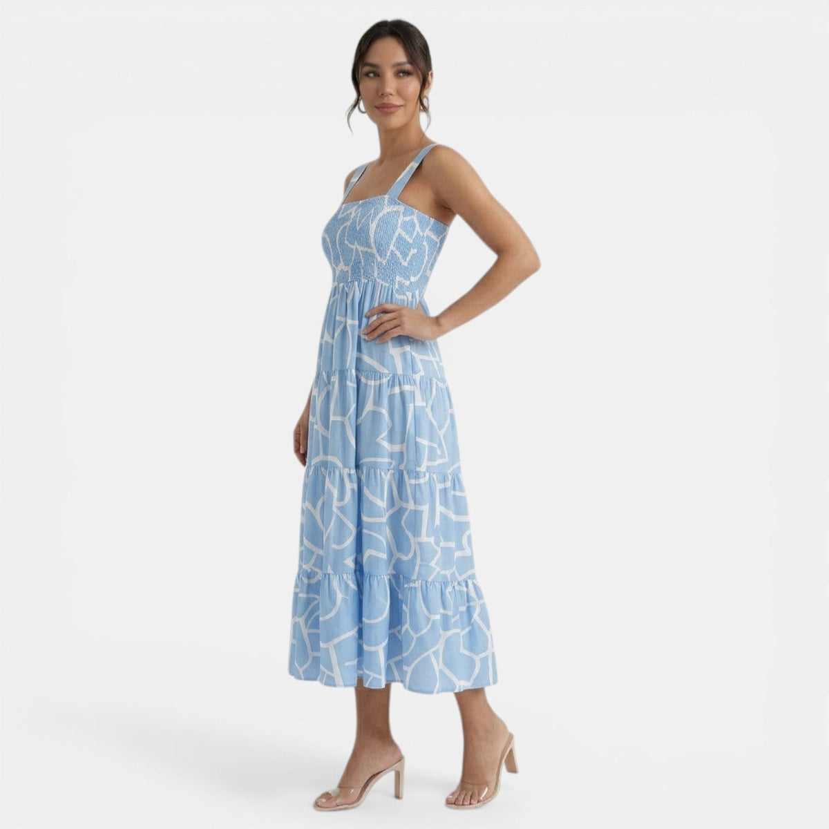 Vestido Midi Mujer Estampado Geométrico