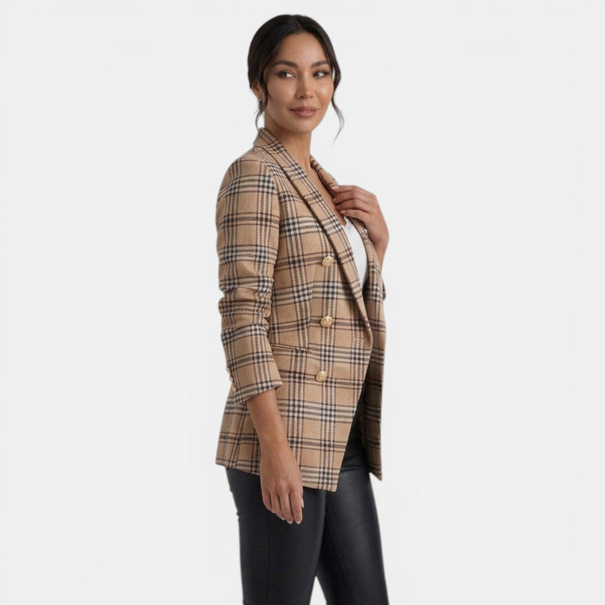Abrigo Blazer Mujer Doble Botonadura Estampado