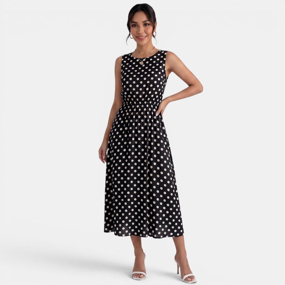 Vestido Midi Lunares Verano Mujer