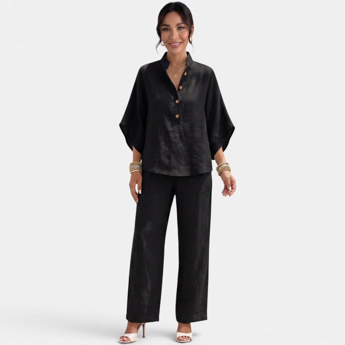 Conjunto Lino Mujer Verano Manga Corta