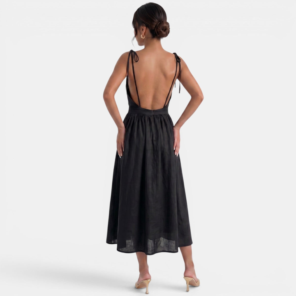 Vestido Midi Lino A-Line Verano