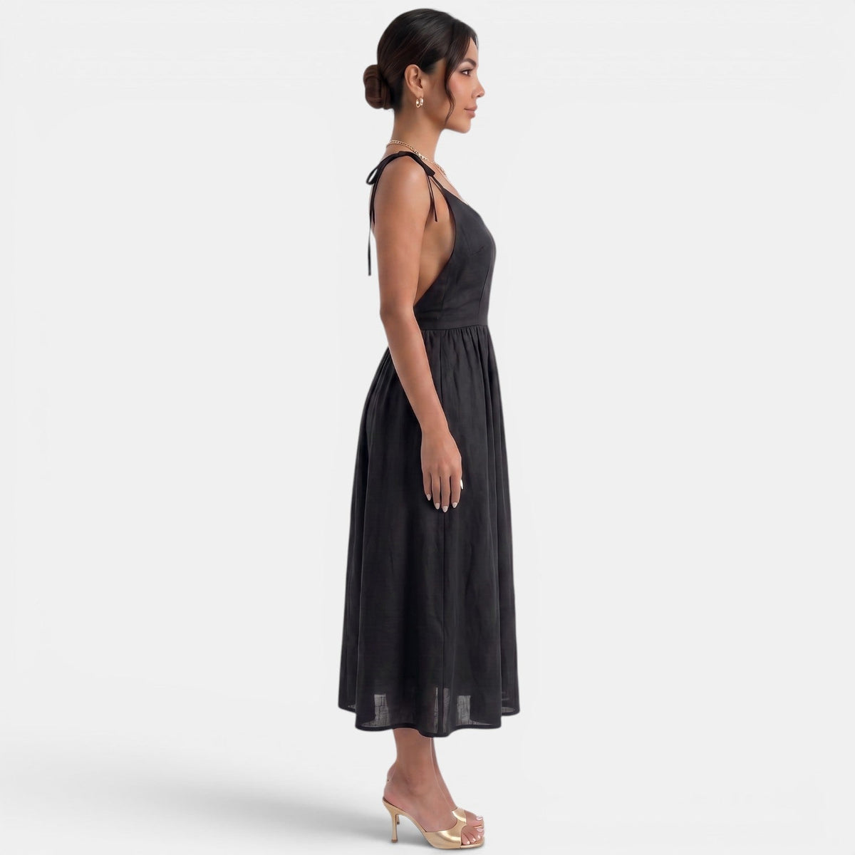 Vestido Midi Lino A-Line Verano