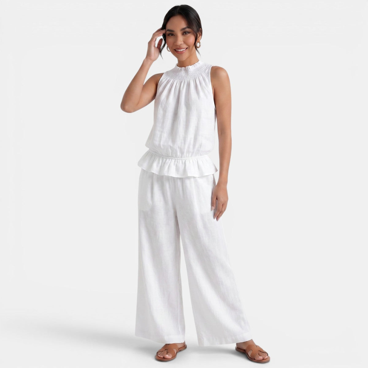 Conjunto Lino Mujer Verano Sin Mangas