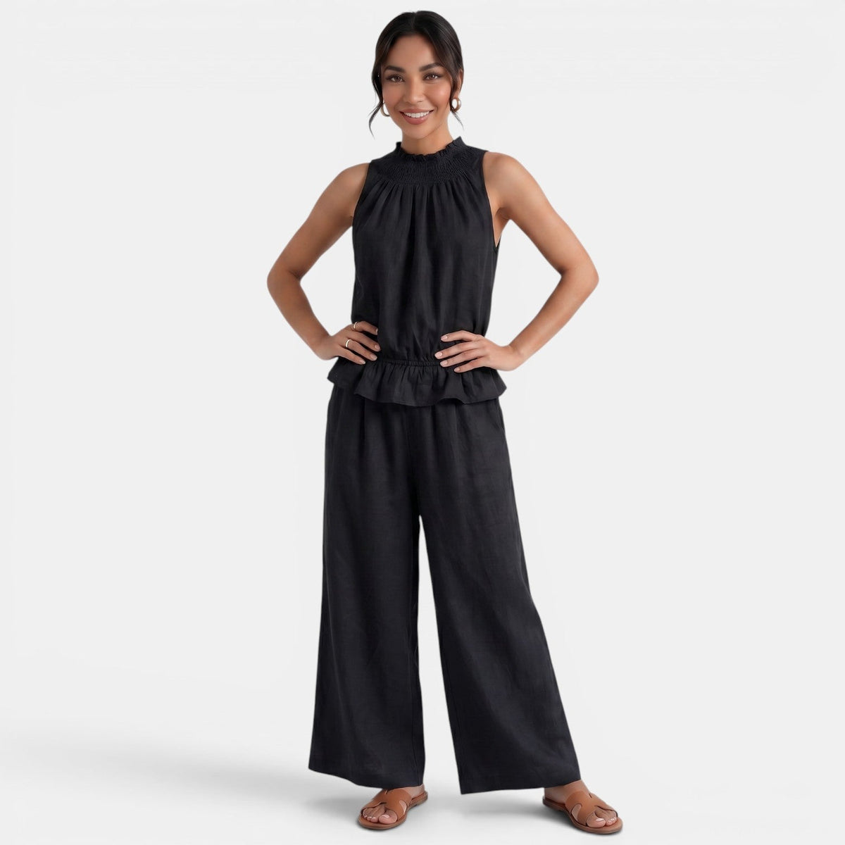 Conjunto Lino Mujer Verano Sin Mangas
