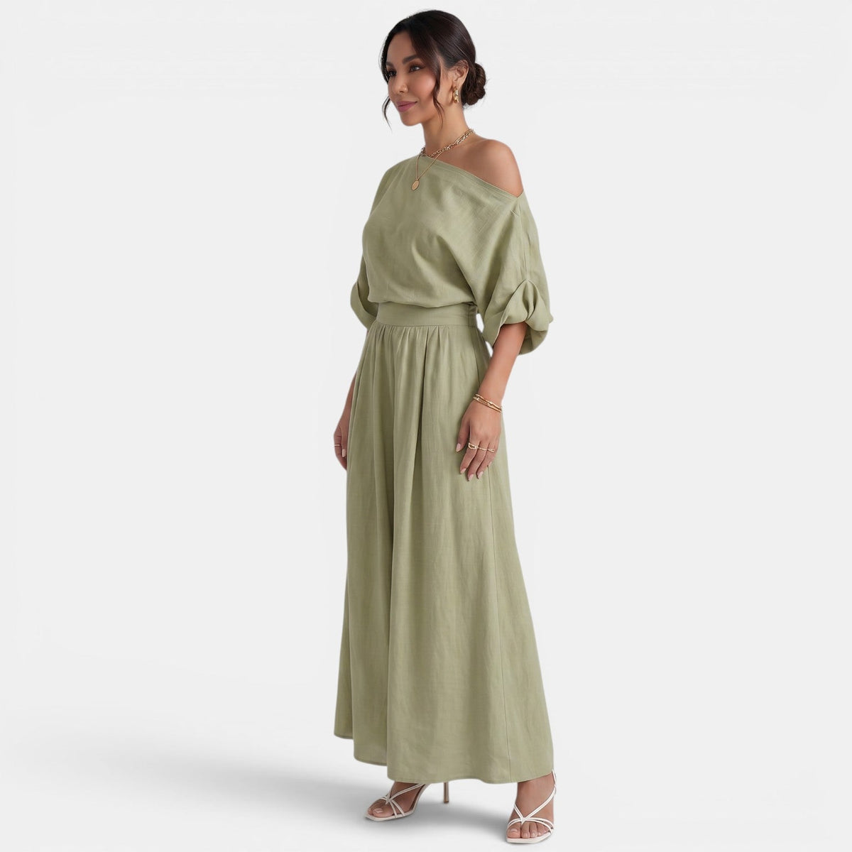 Conjunto Mujer Top Bardot y Pantalón