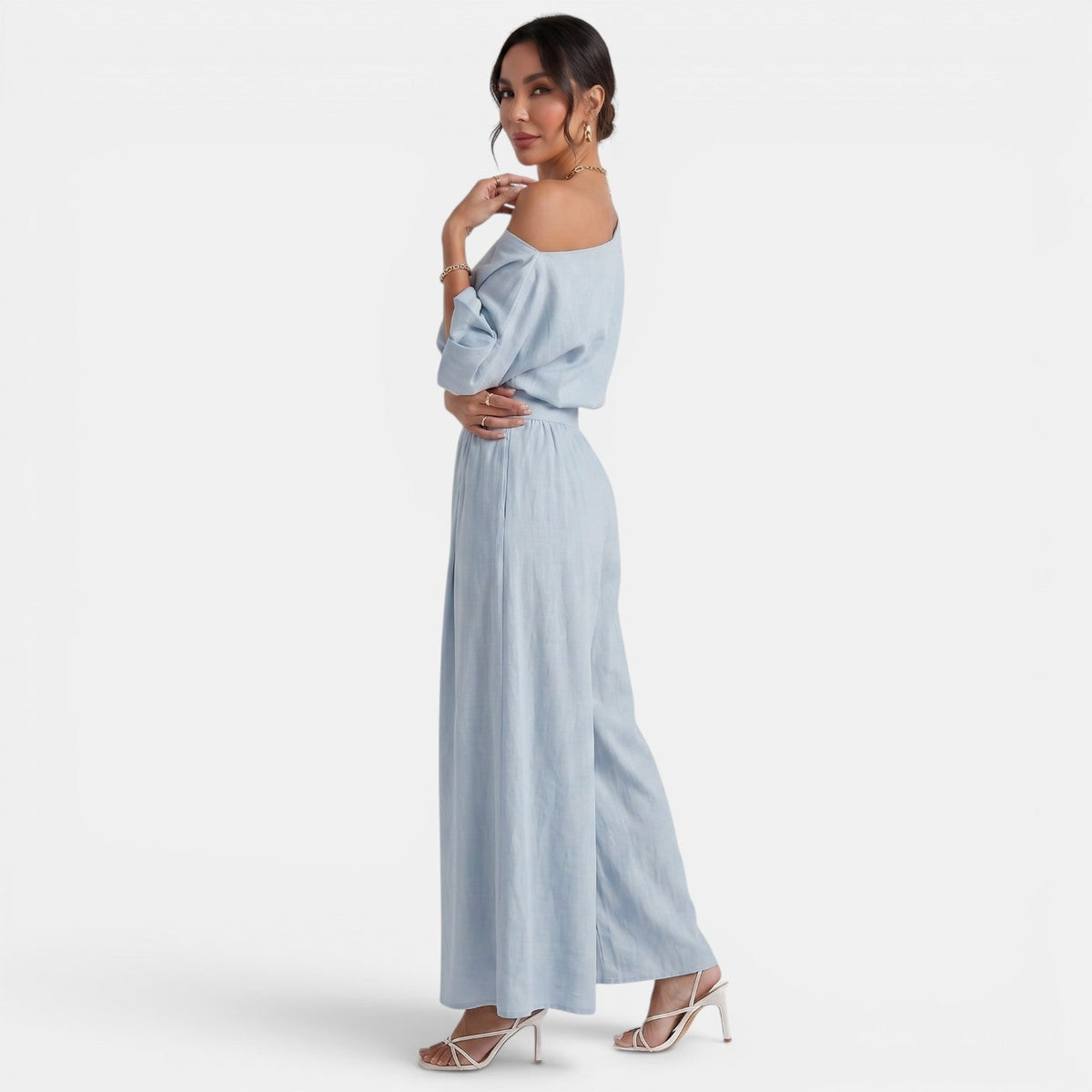 Conjunto Mujer Top Bardot y Pantalón