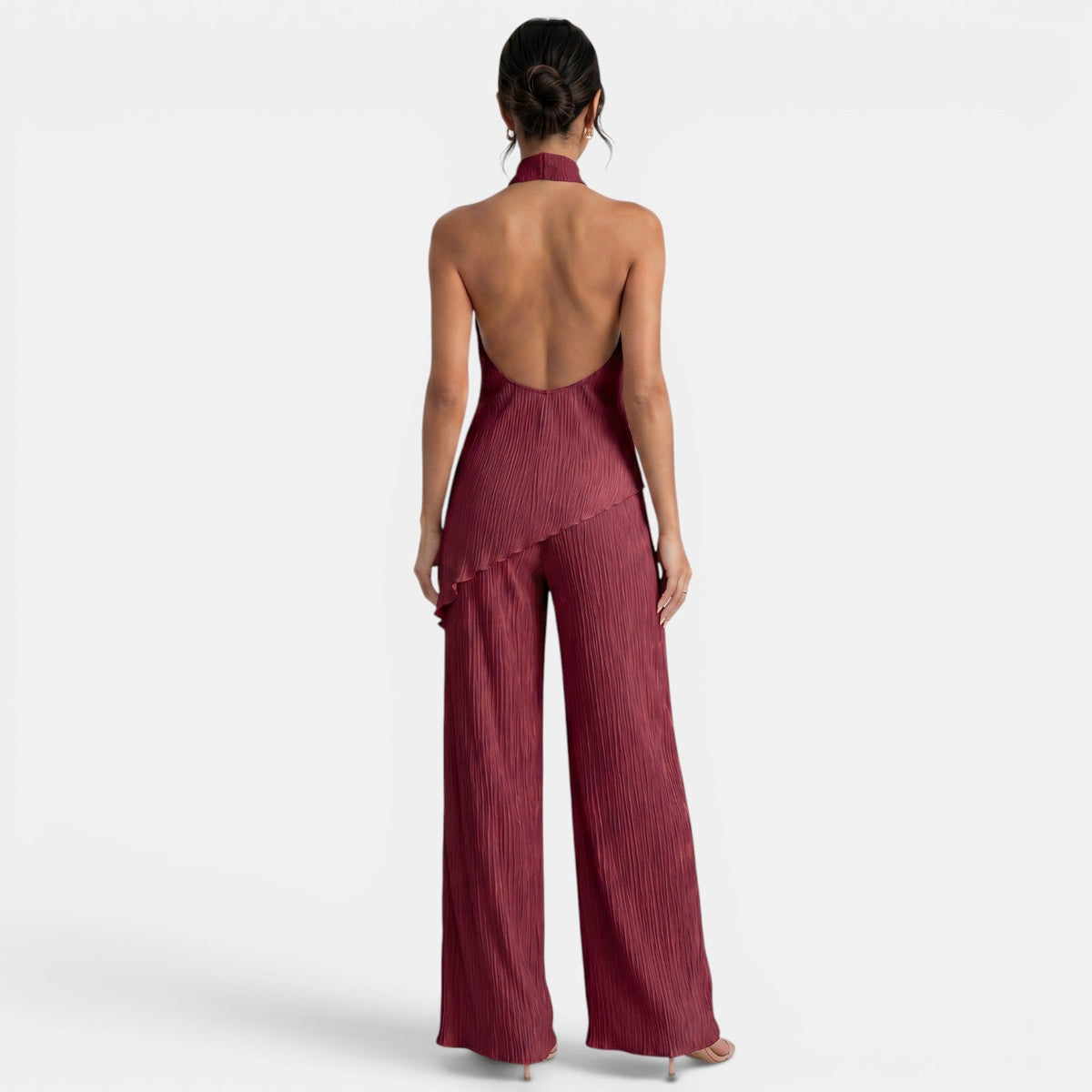 Conjunto Mujer Halter Pantalón Plisado