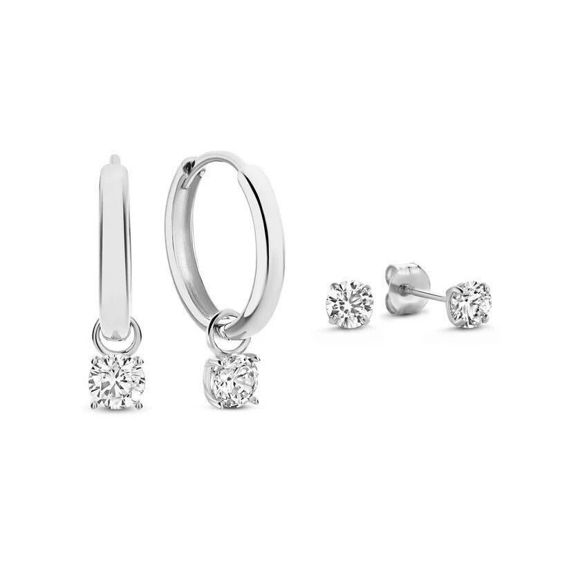 Set de Pendientes Lágrimas de Luna Oro Blanco