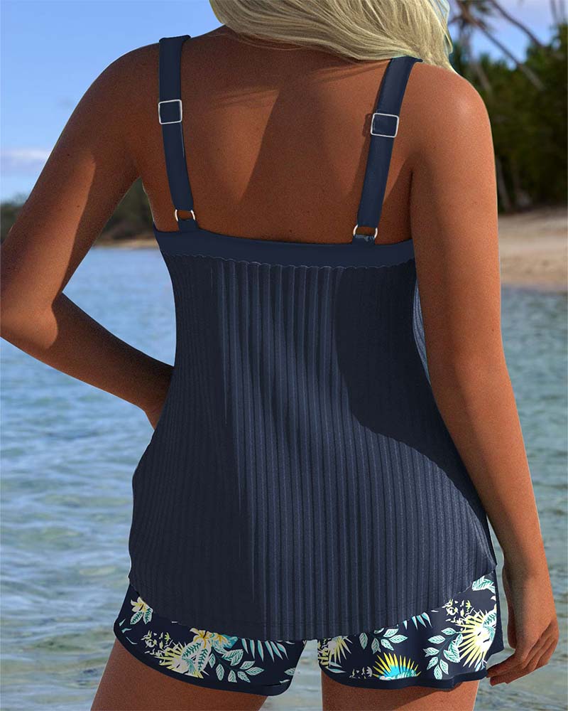 Paradise Glow | Striped tankini with two-piece bottoms