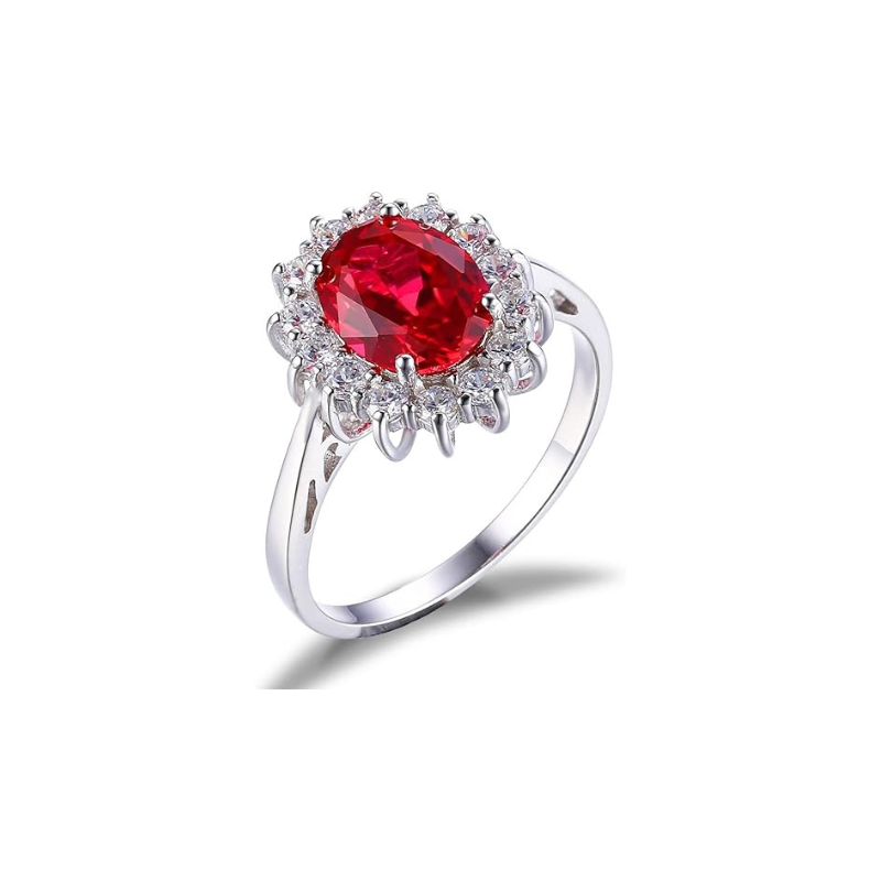 Anillo Clásico Rubí Halo