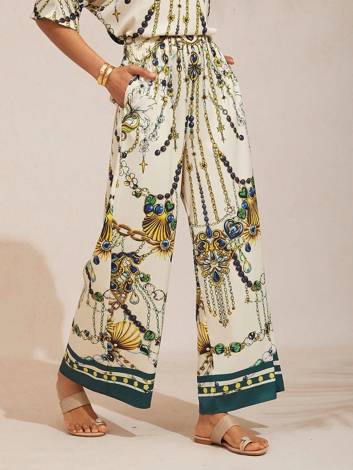 Malva | Pantalón Palazzo de Satén