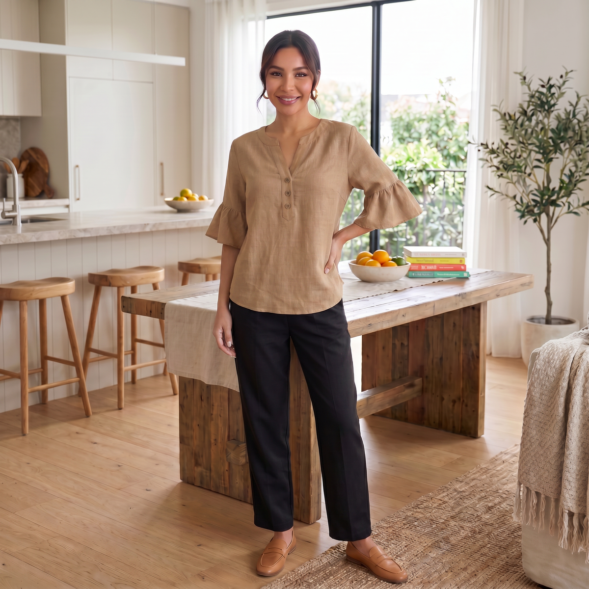 Blusa Lino Mujer Verano Oversize