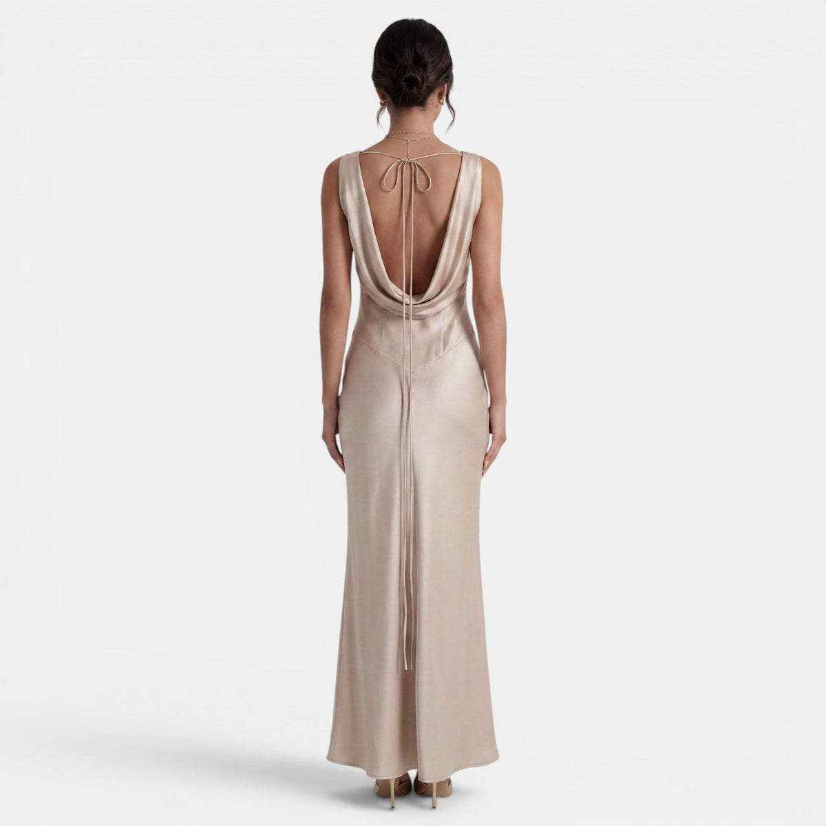 Vestido Largo Satinado Mujer Elegante