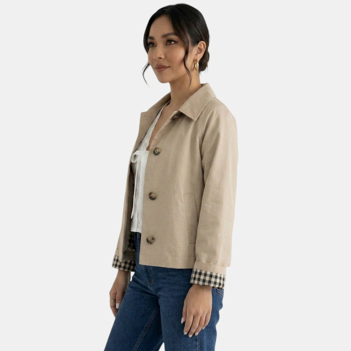 Chaqueta Beige Mujer Elegante