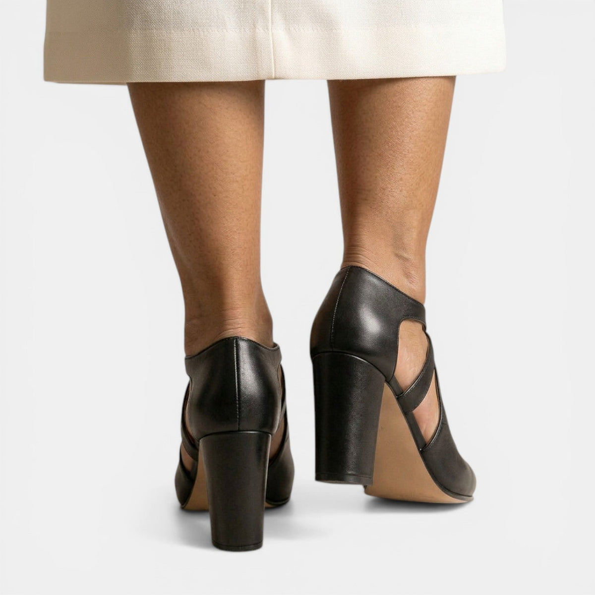 Sandalias T-strap Cuero Tacón Mujer