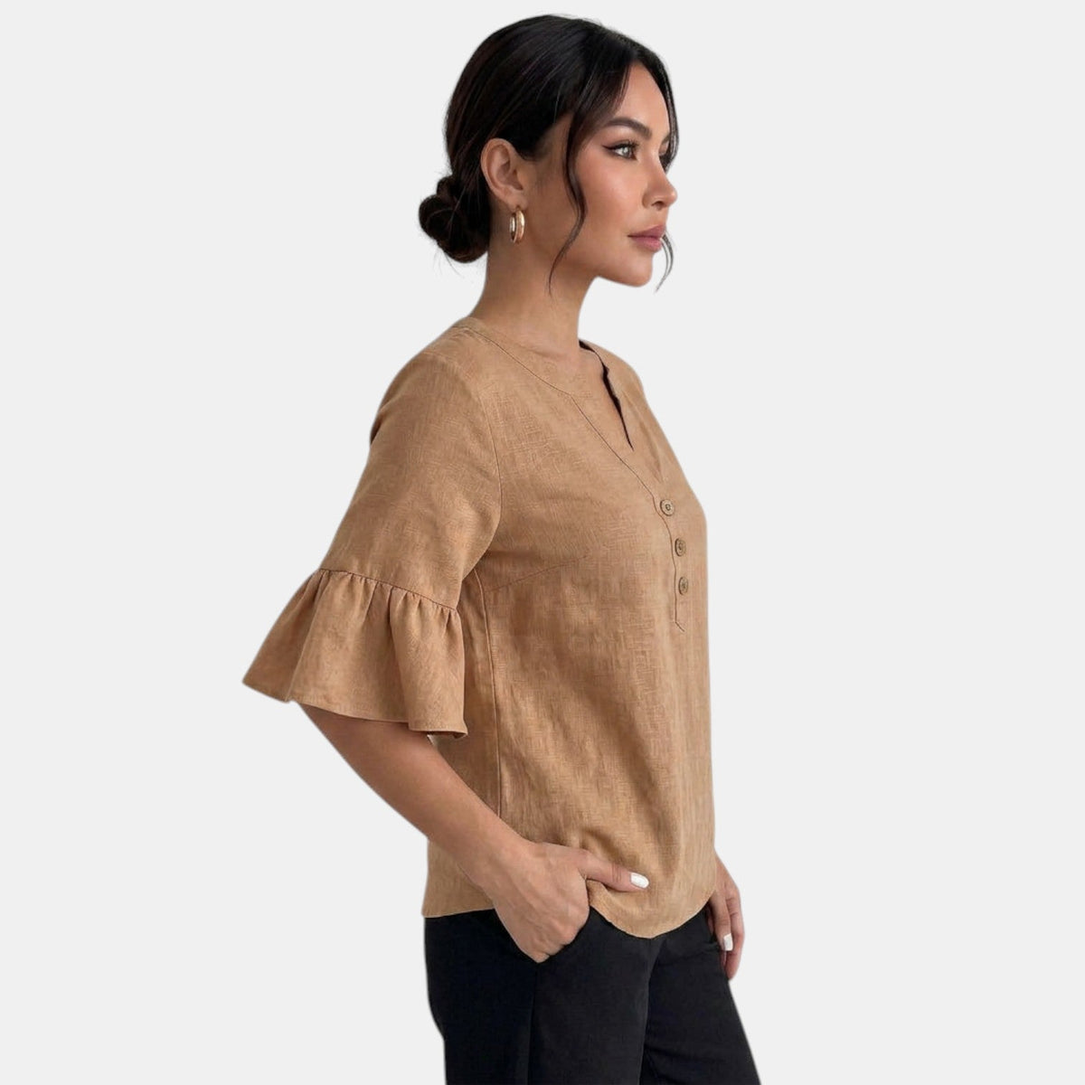 Blusa Lino Mujer Verano Oversize