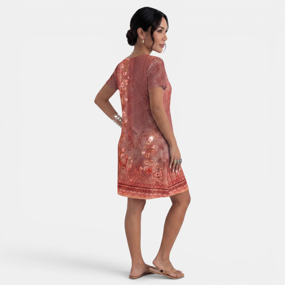 Vestido Midi Mujer Estampado Cuello V