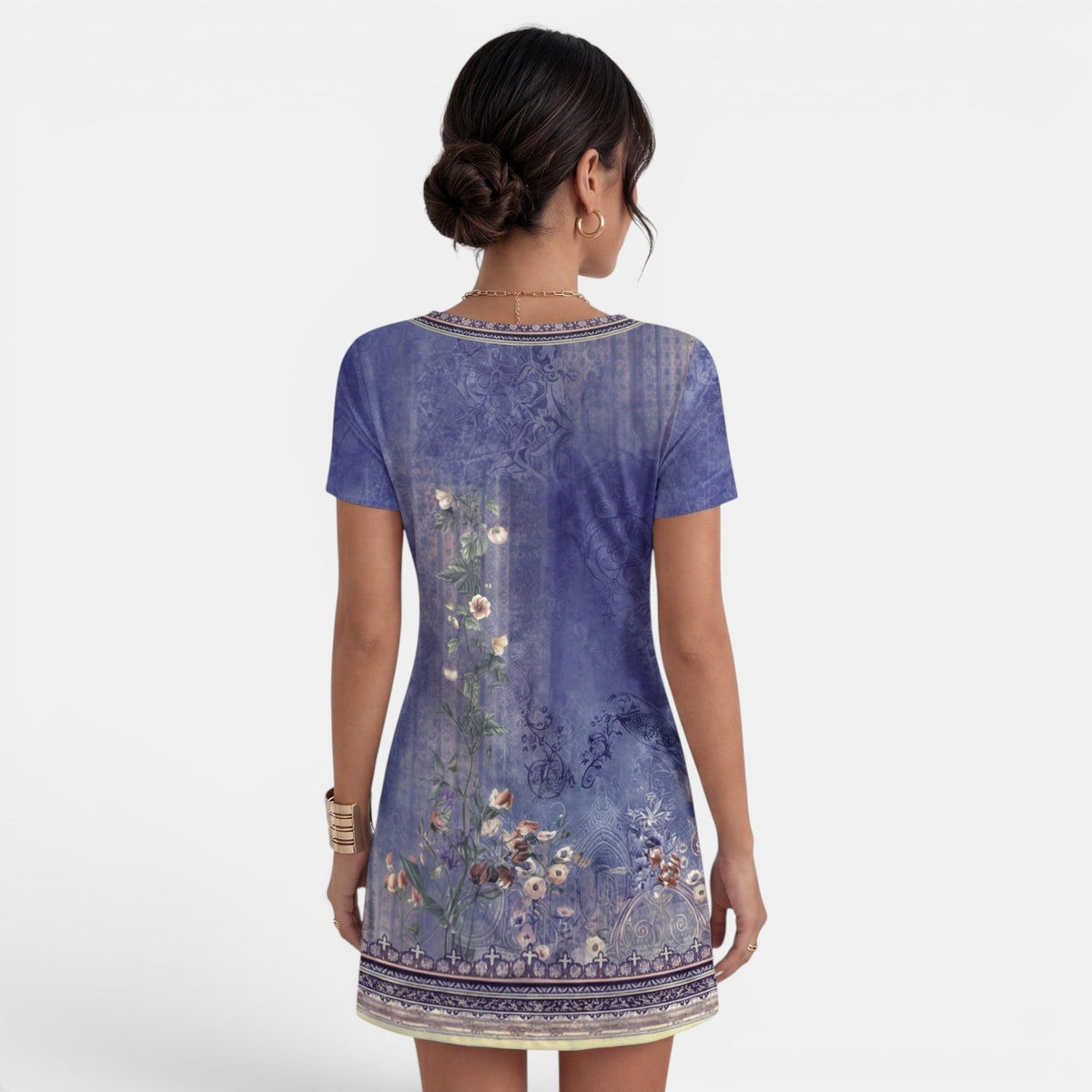 Vestido Midi Mujer Estampado Cuello V