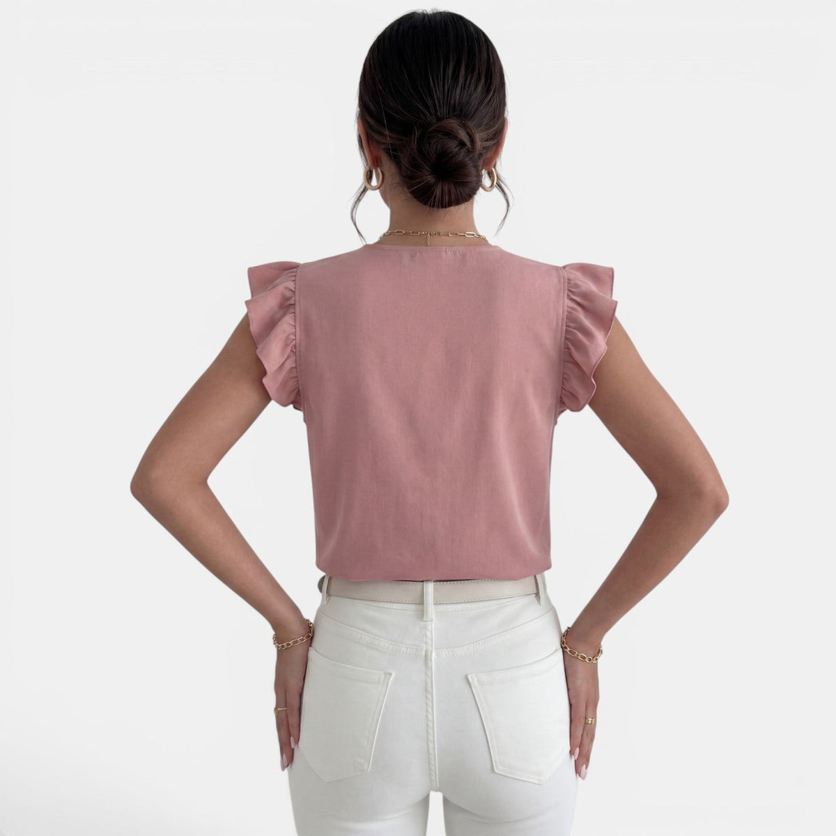 Camisa Mujer Volantes Botones Frontales
