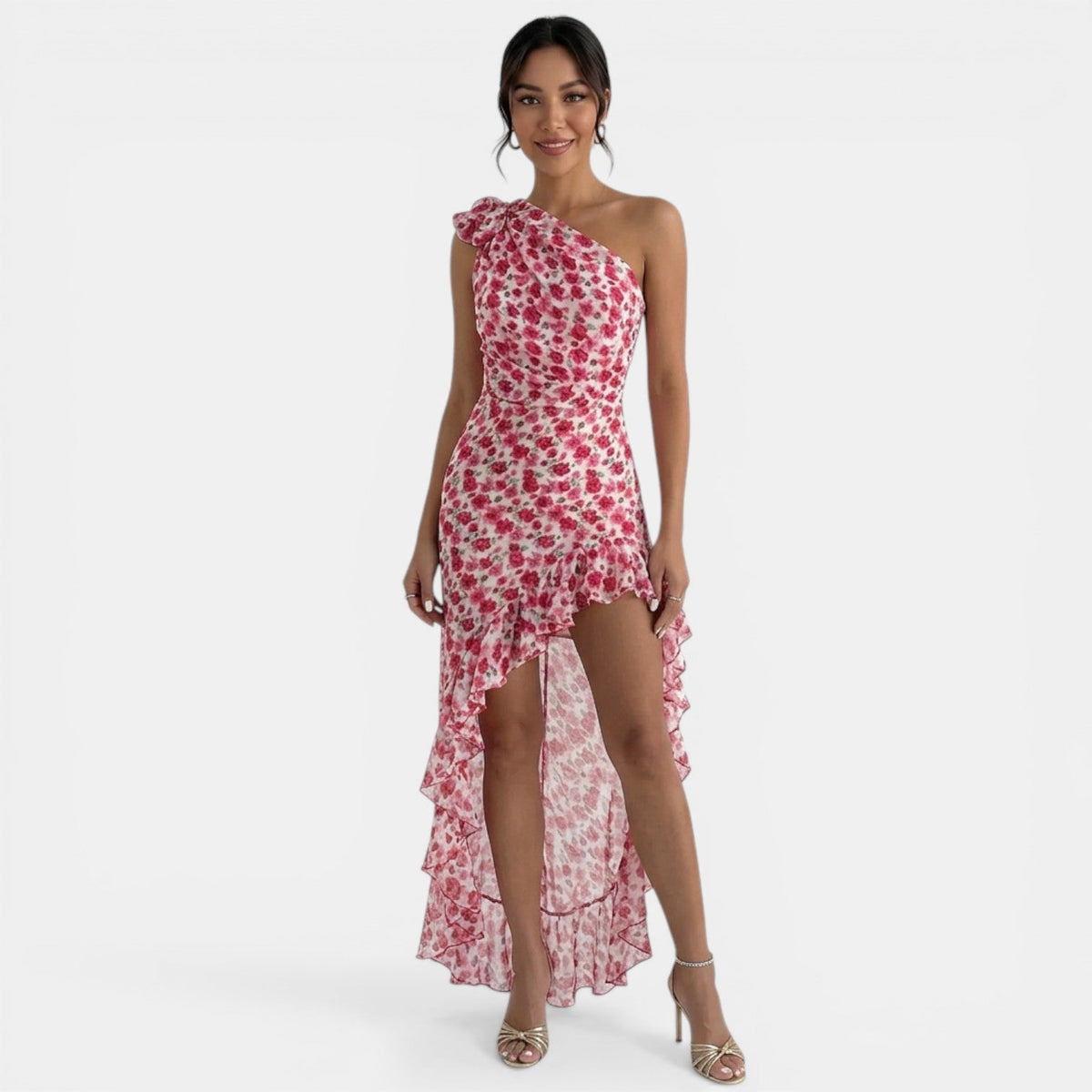 Vestido Midi Floral Rosa