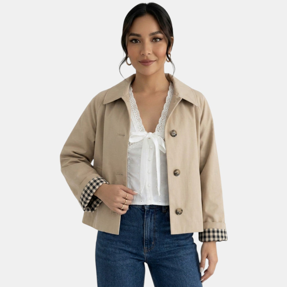 Chaqueta Beige Mujer Elegante