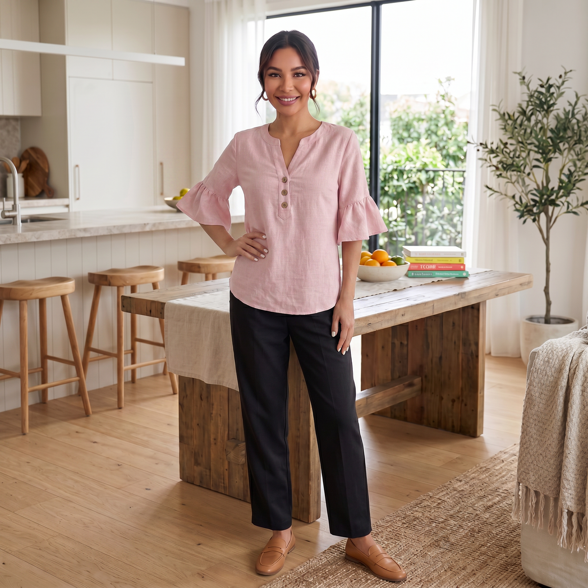 Blusa Lino Mujer Verano Oversize
