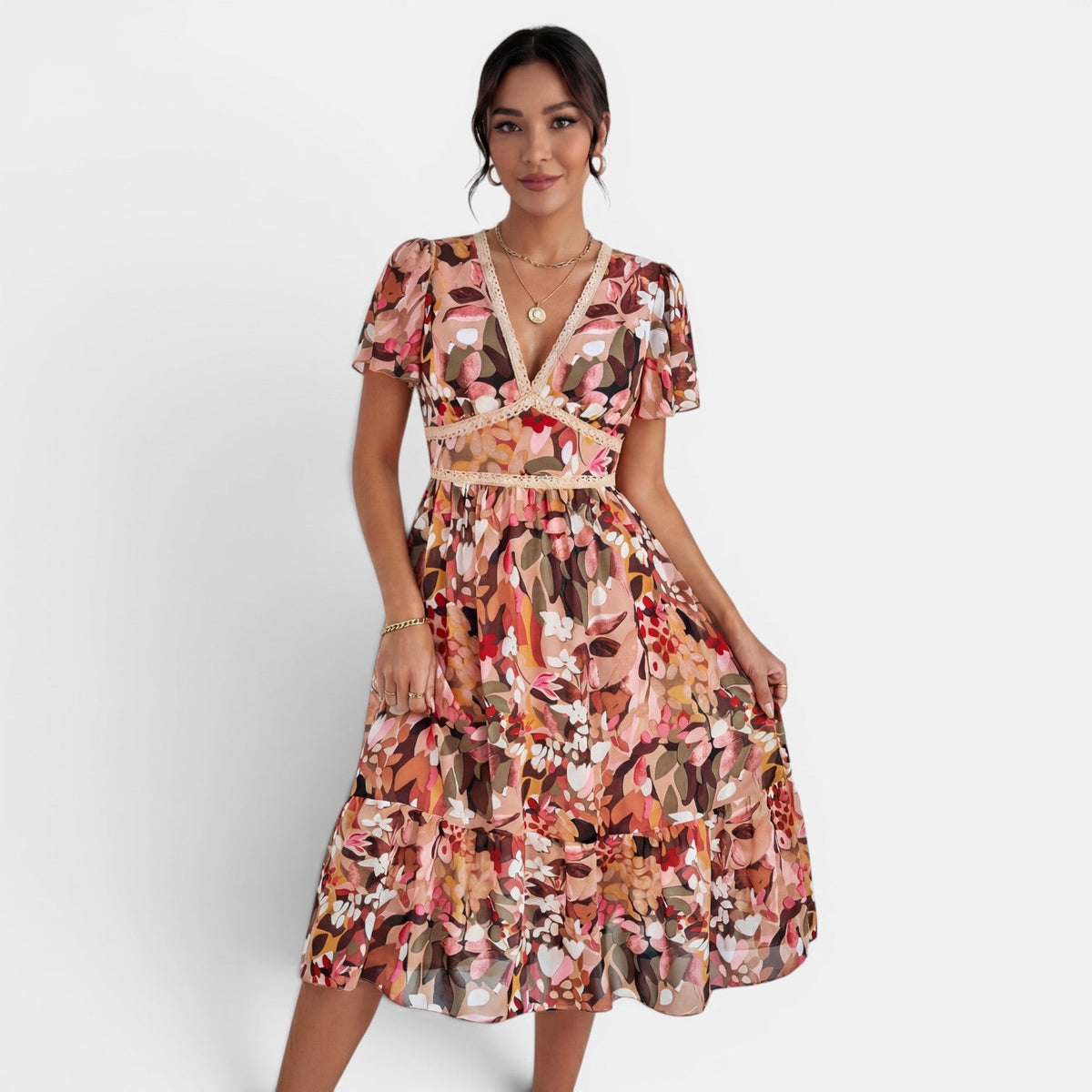 Vestido Midi Floral Mujer Verano