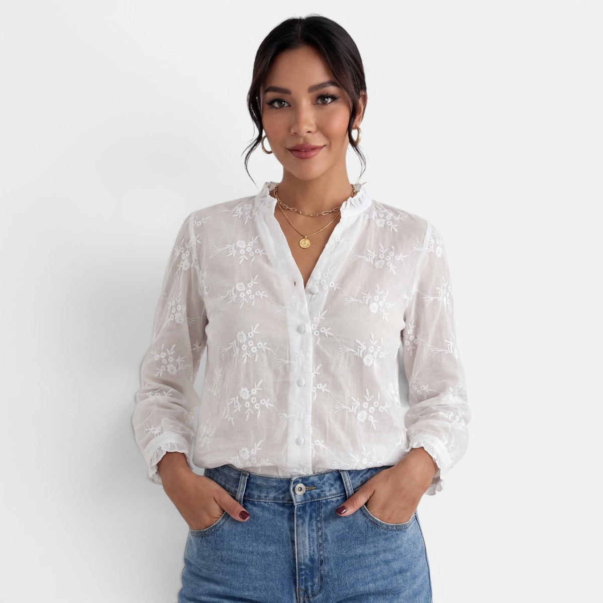 Blusa Mujer Color Sólido Elegante