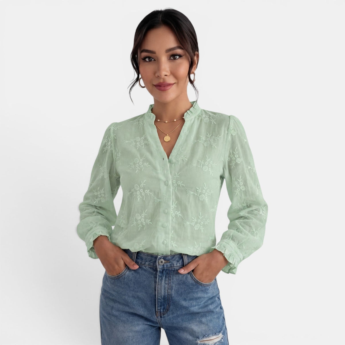 Blusa Mujer Color Sólido Elegante