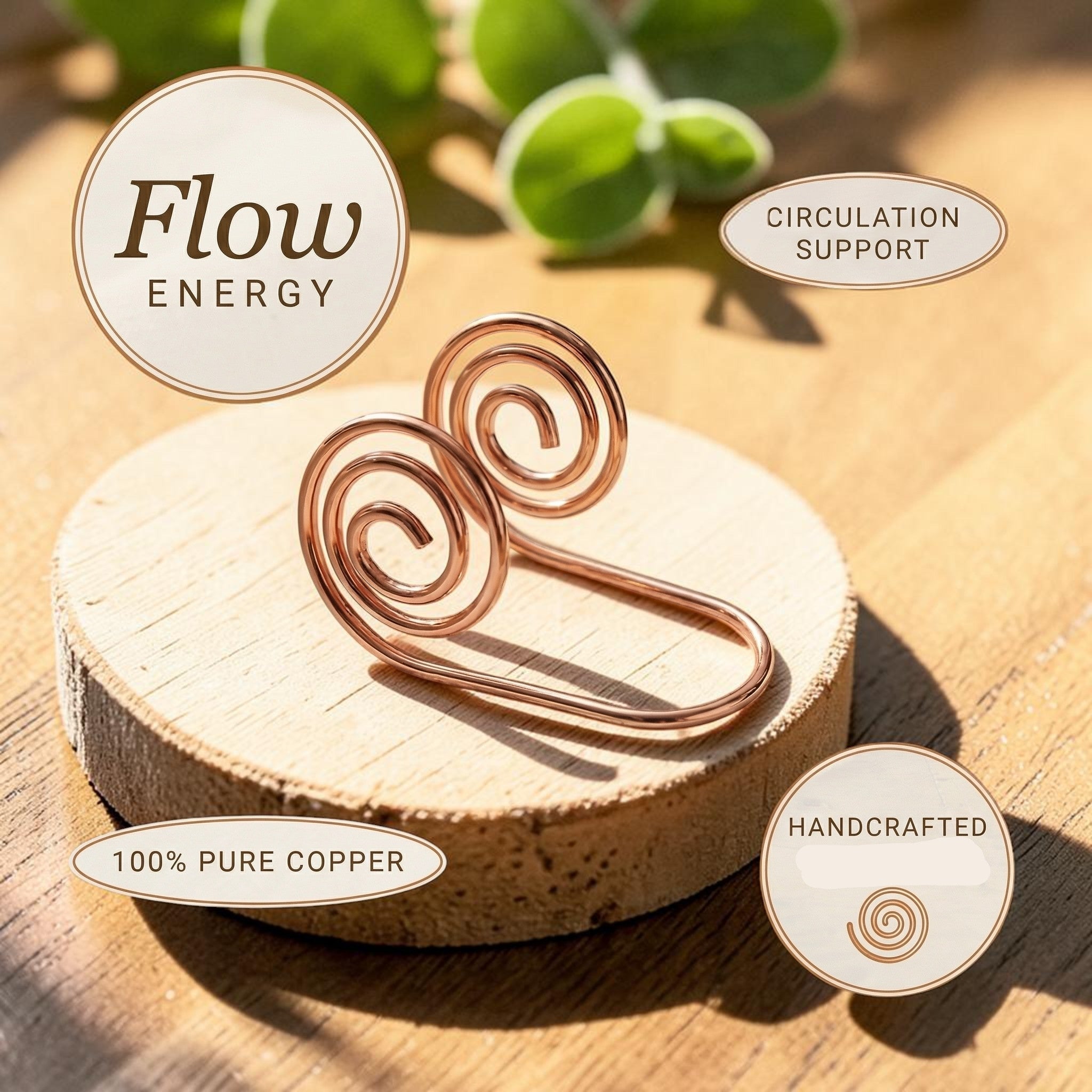 Pulsera Espiral Fluir de Cobre