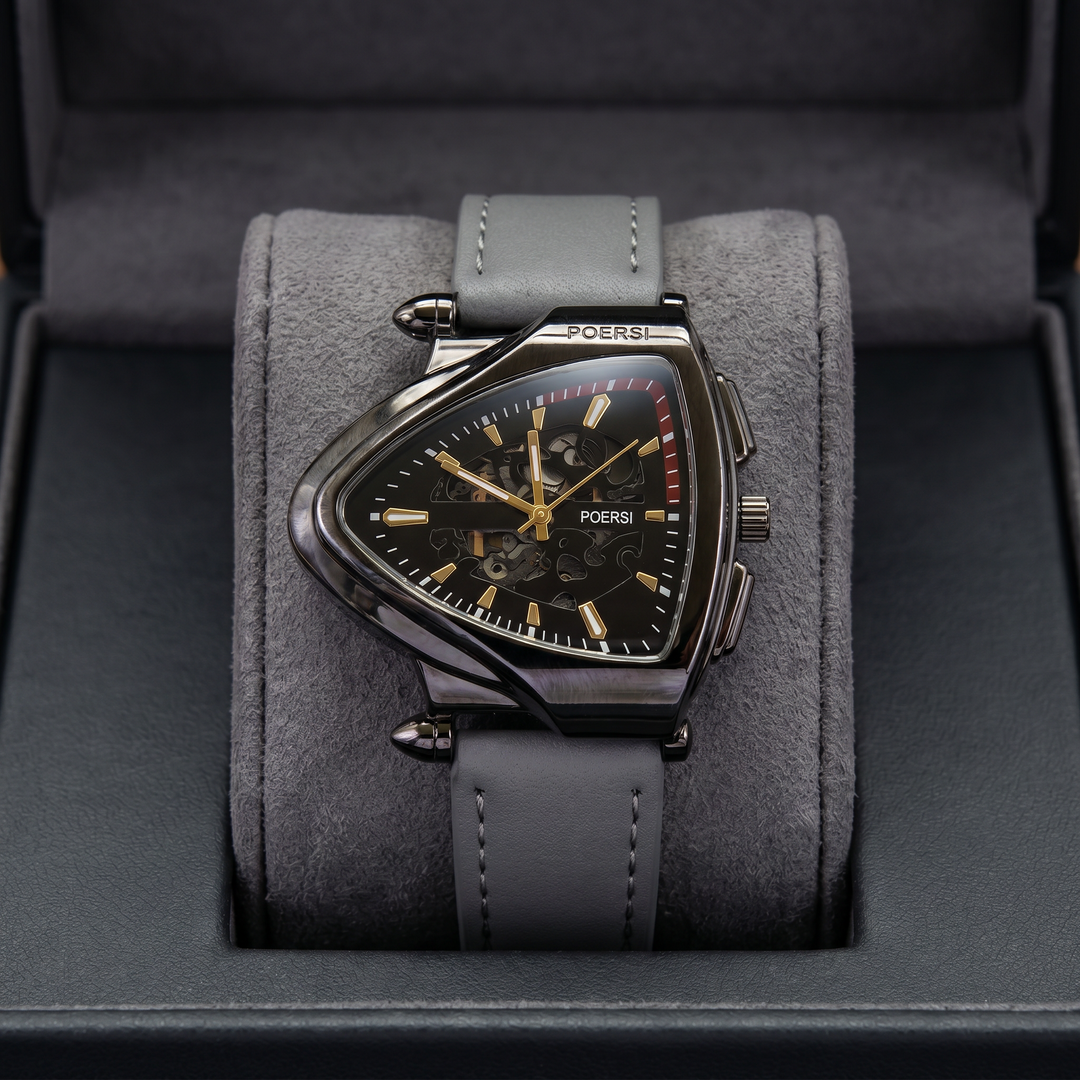 Alcázar | Reloj Triangular de Piel con Esfera Esqueleto