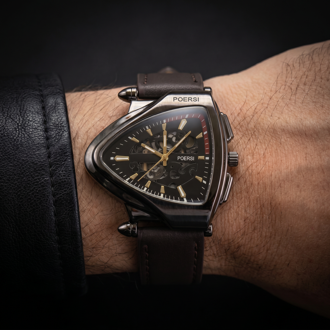 Alcázar | Reloj Triangular de Piel con Esfera Esqueleto