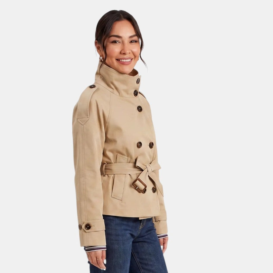 Gabardina Corta Mujer Premium – Trench Elegante con Cinturón Ajustable