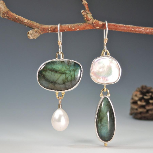 Pendientes Plata Vintage con Piedras Naturales