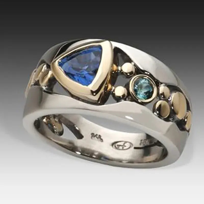 Anillo Elegante Vintage con Cristal Azul