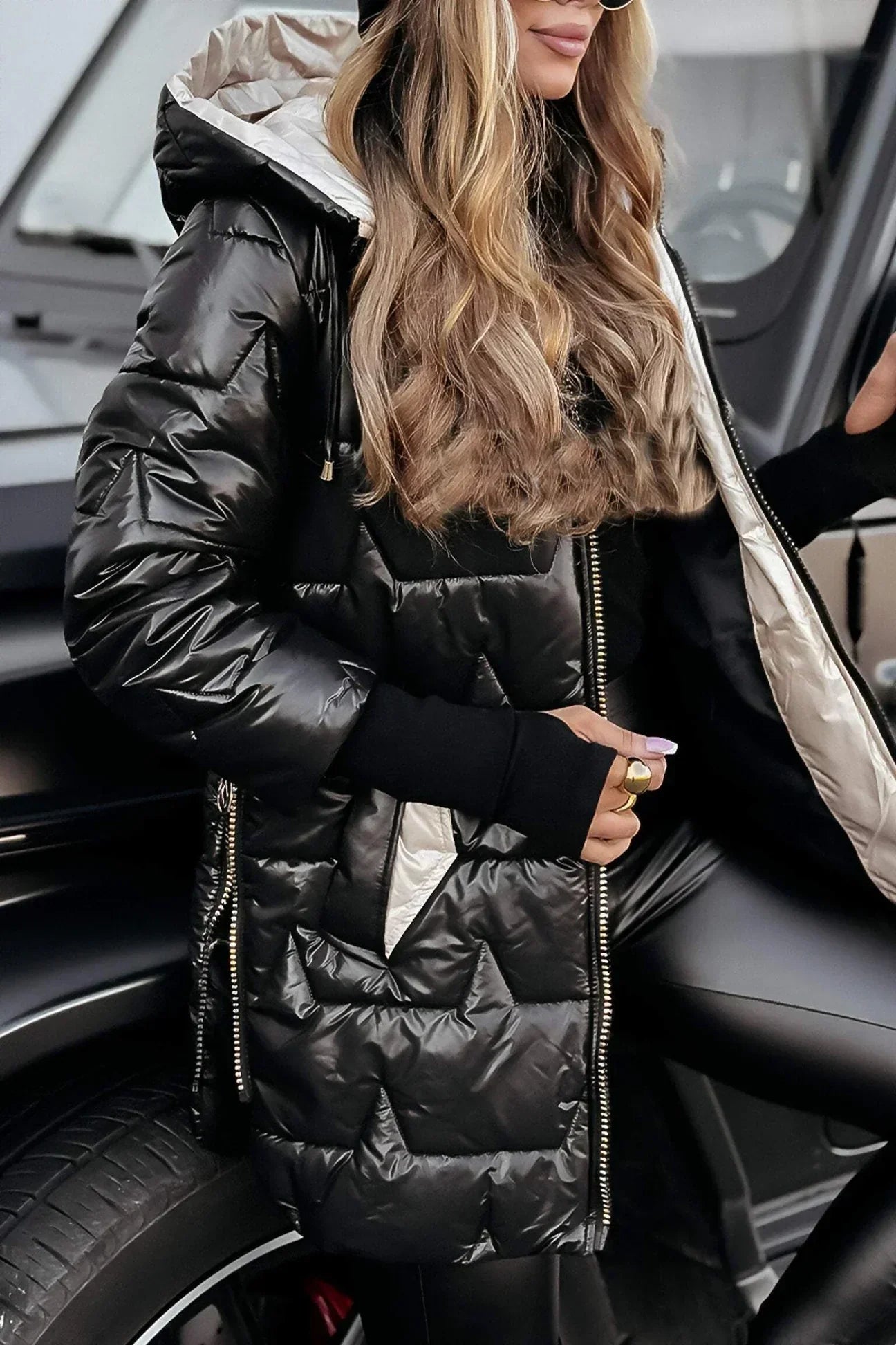 Celestia | Elegante cappotto invernale trapuntato con cappuccio