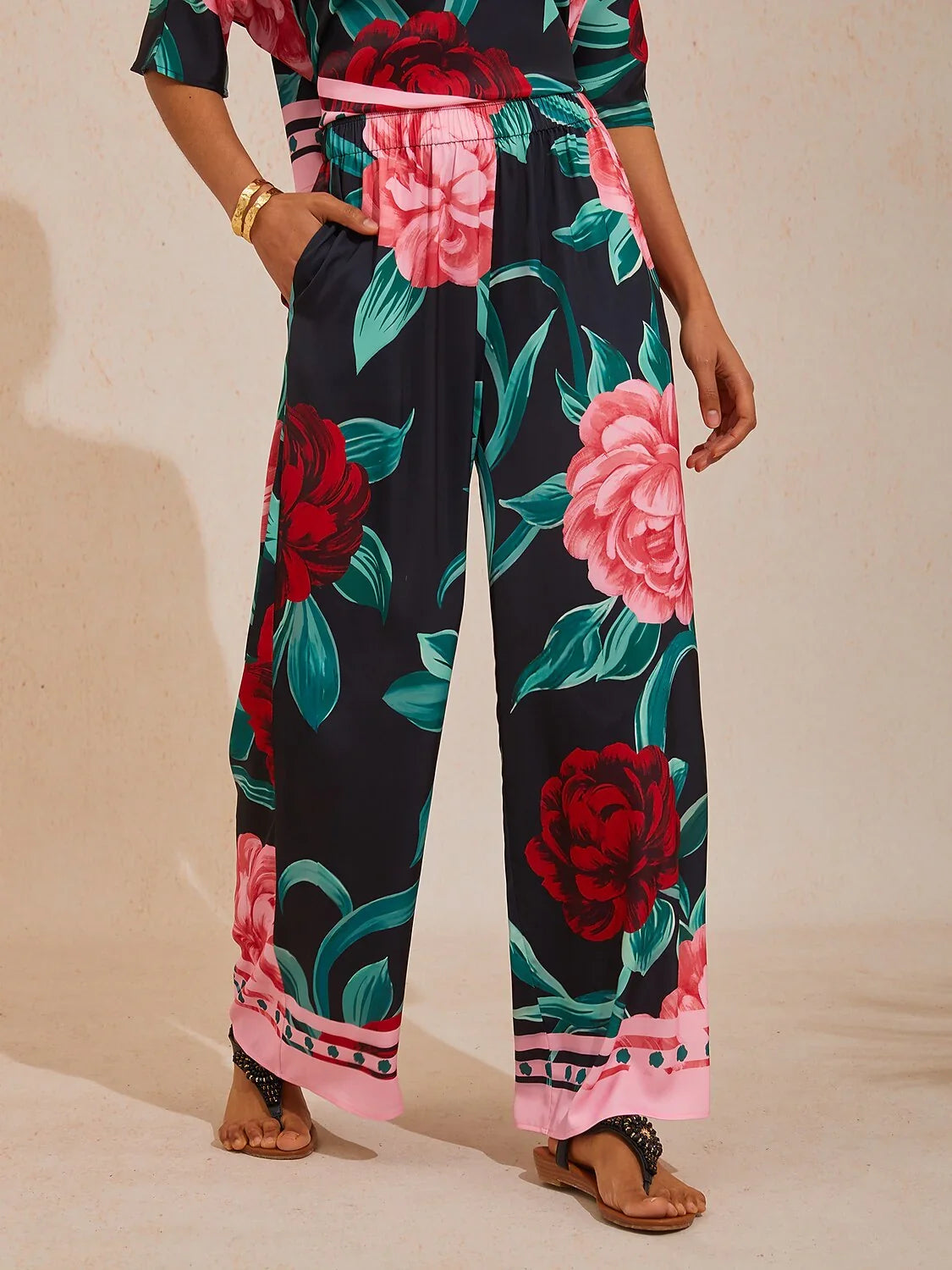 Malva | Pantalón Palazzo de Satén