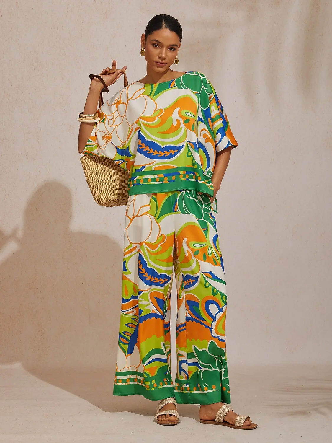 Malva | Pantalón Palazzo de Satén