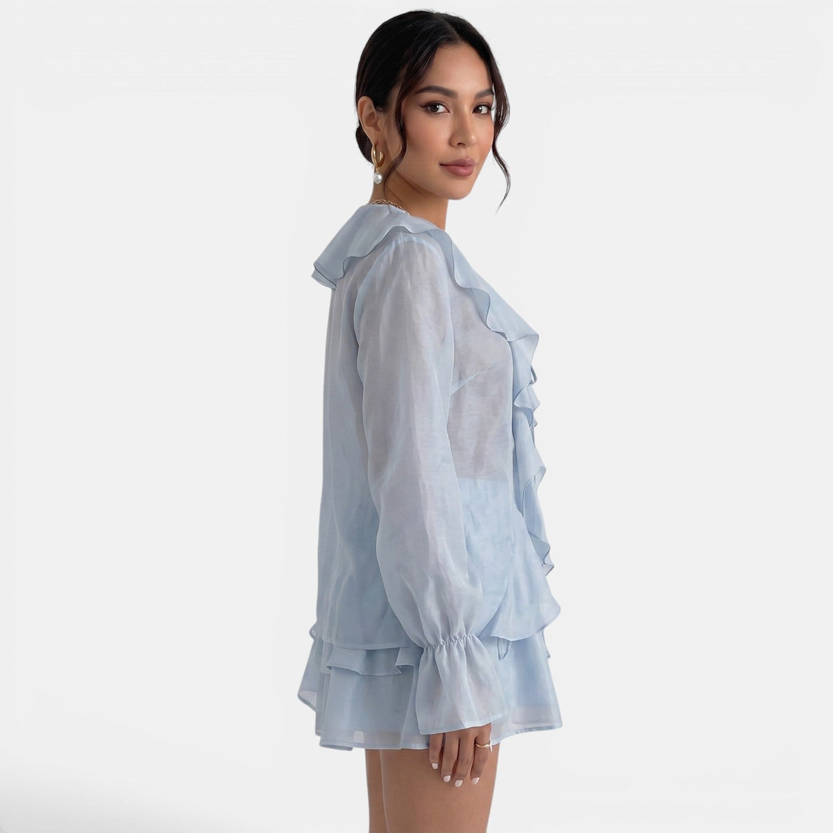 Conjunto Azul Mujer Volantes Verano