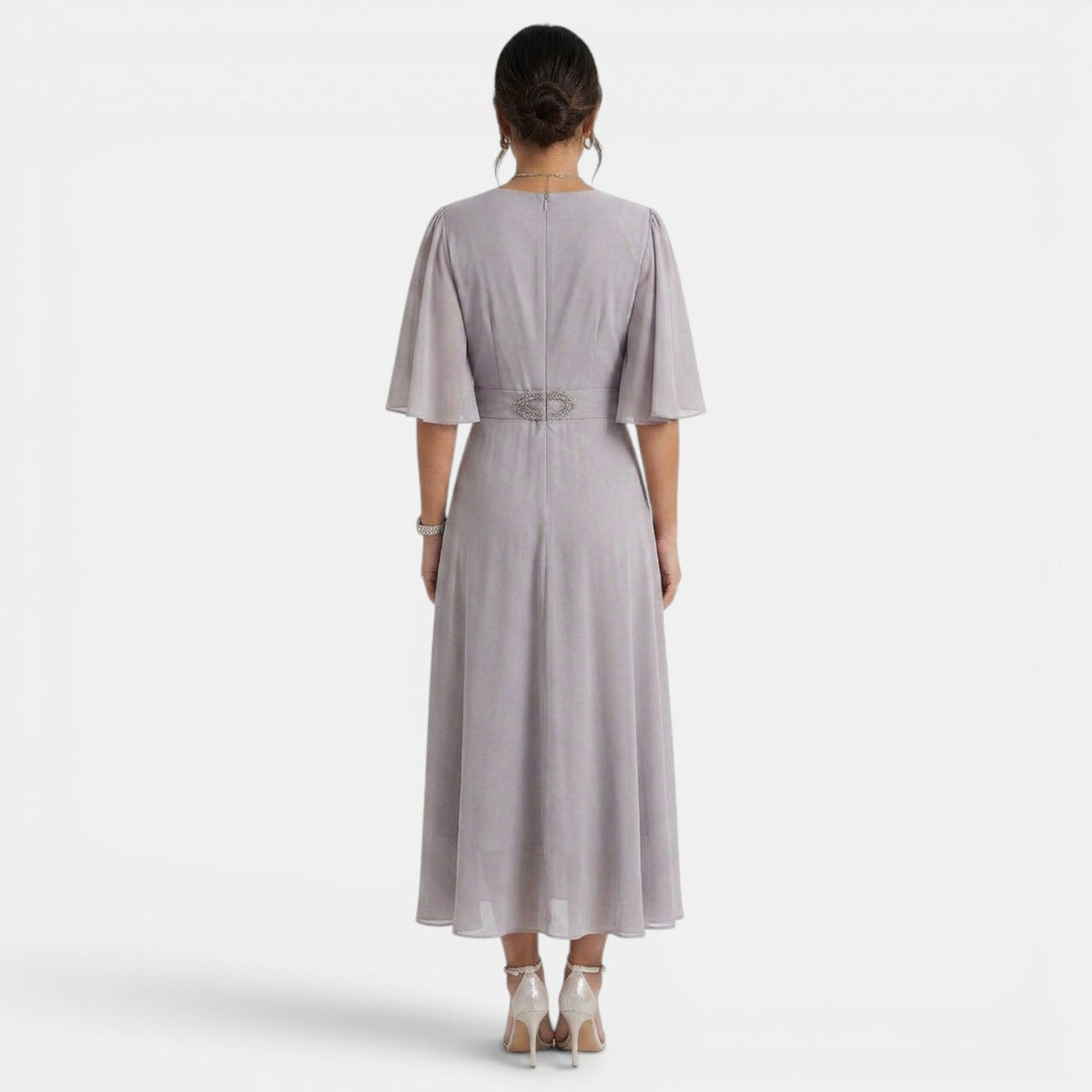 Vestido Midi Fluido Mujer Elegante